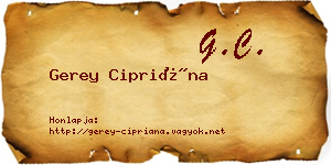Gerey Cipriána névjegykártya